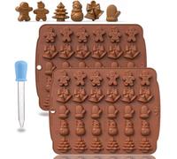 Stampi di Cioccolato di Natale,sunnilly 2 pezzi Stampo natalizio per cioccolatini,Stampo in Silicone per Cioccolato Natalizio,Stampi per Caramelle al Cioccolato (marrone)