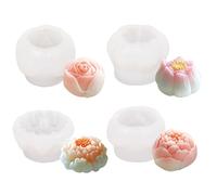 Stampi di fiori in silicone, 4pc stampi da forno resistenti al calore per torta e sapone, strumenti di dessert fai-da-te antiaderente (design rosa/loto/peonia)