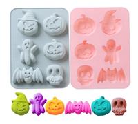 Stampi di Halloween 2 pezzi, 6 cavità in silicone per caramelle Jello