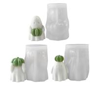 Stampi di silicone di Halloween 3pcs vari stile simpatico silicone fantasma simpatico con zucca adorabile per demicare oggetti di scena di Halloween per artigianato in resina a lume di candela | stam