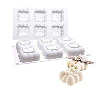 Stampi di silicone, stampi di cioccolato, stampi d 6-Hole Easter Bunny Silicone Cake Mold Ice Cream Cheesecake French Dessert DIY 3D Baking Mold Baking Cupcake Mold, White ( Color : 6 Empty Xiangyun S