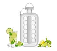 Stampi for cubetti di ghiaccio pieghevoli con coperchio, scatola 2 in 1, creatore palline, creazione bottiglie, 14, for gite, campeggio, escursionismo(Gray)