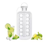 Stampi for cubetti di ghiaccio pieghevoli con coperchio, scatola 2 in 1, creatore palline, creazione bottiglie, 14, for gite, campeggio, escursionismo(3pcs)