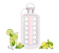 Stampi for cubetti di ghiaccio pieghevoli con coperchio, scatola 2 in 1, creatore palline, creazione bottiglie, 14, for gite, campeggio, escursionismo(WHITE)