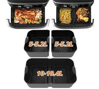 Stampi Grande in Silicone per Ninja Foodi FlexDrawer Friggitrice ad Aria AF500EU 10,4L, Accessori per COSORI Friggitrice ad Aria 10L, Contenitori Teglie per Friggitrice ad Aria Forno (3 Pezzi)