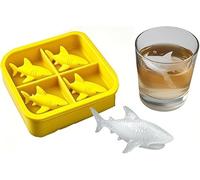 Stampi grandi per cubetti di ghiaccio in silicone per snack surgelati fatti in casa, 6 giganti whisky squali ghiaccio in silicone (squalo giallo)