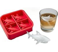 Stampi grandi per cubetti di ghiaccio in silicone per snack surgelati fatti in casa, 6 giganti whisky squali ghiaccio in silicone (rosso squalo)