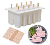 Stampi Ice Bar Stampo ghiacciolo Makers 10 set Ice Cream vassoio Popsicle Frozen yogurt bar ideale per la preparazione di ghiaccioli, gelati, sorbetti (White)