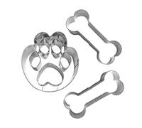 Stampi in 3 pezzi a forma di zampa e ossa, stampi in acciaio inox, utensili da forno fai da te, set di stampi in acciaio inox, tagliapasta per cottura e fai da te