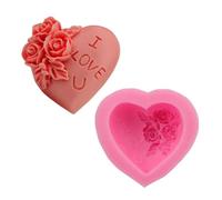Stampi in resina 3D a forma di cuore a forma di rosa, stampo in silicone con testo "I Love You", per fondente, gelatina, cioccolato, torte, strumenti da forno, argilla, 7 x 6,6 x 3,2 cm