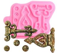 Stampi in resina a forma di fiore, stile vintage, con cerniere a chiave, viti, cinghie per cintura, stampo in silicone per cioccolato, caramelle, decorazione torte, argilla, resina, 11,9 x 9 cm