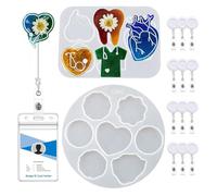 Stampi in resina per badge, soggetto di medico-infermieri, porta carte d'identità, stampo in silicone con clip retrattile porta badge adesivo