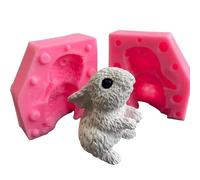 Stampi in resina per fusione, a forma di coniglio 3D, stampo in silicone per fondente, decorazioni per torte, decorazioni natalizie, coniglio, candele, sapone, 7,5 x 7,1 x 5,4 cm