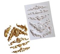 Stampi in resina, stampo in silicone 3D con motivo barocco europeo in rilievo, cornice per foto, fondente, cioccolato, decorazione per torte, utensili da cucina, stampo in resina, 11,5 x 8,3 x 0,8 cm