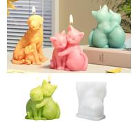 Stampi in silicone, 2 pezzi 3D per candele a forma di cane, stampi in silicone per candele a forma di gatto, stampi in silicone per candele primaverili, stampi in silicone per candele in gesso e cera