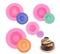 Stampi in Silicone 3D a Forma di Ruota per Dolci Decorazioni Torte Tematiche 4 Pezzi Diverse Misure Nero
