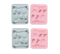 Stampi In Silicone 4 Pezzi A Forma Di Cartone Animato Fondente Silicone Torta Cioccolato Fai Da Te Stampo Da FornoBlu Rosa