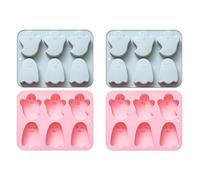 Stampi In Silicone 4Pcs Cartone Animato Modello Silicone Strumenti Di Cottura Torta Torta Budino Al Cioccolato Stampi Per BiscottiBlu Rosa