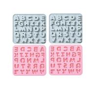 Stampi In Silicone 4Pcs Letter Pattern Silicone Diy Baking Cake Chocolate Fondant Candle MoldBlue Pink