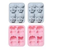 Stampi In Silicone 4Pcs Modello Animale Silicone Cioccolato Caramelle Biscotto Budino Torta StampoBlu Rosa