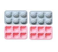 Stampi In Silicone 4Pcs Panda Forma Silicone Sapone Fatto A Mano Strumenti Di Cottura Torta StampoBlu Rosa