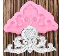 Stampi in silicone, 7,3 x 4,3 cm, stile barocco, con bordo in rilievo, stampi in silicone per cupcake, decorazioni per torte, cioccolato, caramelle, argilla