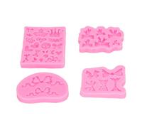 Stampi in Silicone a Fiocco e Corona, Set 4 Pezzi, Materiale Alimentare Antiscivolo, Resistente al Calore, per Dolci e Cioccolato - Design Carino e Duraturo, Facile da Usare,