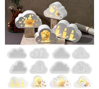 Stampi in silicone a forma di nuvola, 8 stampi in silicone 3D per Natale con cuore, per versare spirito nuvola, in silicone, per artigianato 3D (A)