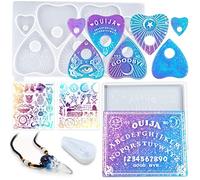 Stampi in silicone a forma di tavola di spirito e planchette, in resina epossidica, con ciondolo a forma di teschio di corvo, pellicole olografiche trasparenti, gioielli gotici, 5 pezzi