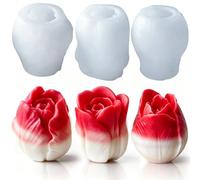 Stampi in silicone a forma di tulipano 3-pz, stampo riutilizzabile per candele profumate, sapone, cioccolato, dolci, resina epossidica e cubetti di ghiaccio