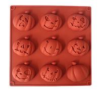 Stampi in silicone a forma di zucca a 9 cavità per cupcake, caramelle e fondente, sapone, cioccolato, decorazione per torte, mousse