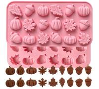 Stampi in silicone autunnali per cioccolatini a forma di foglie d'acero, ghiande e zucche, stampi 3D per cioccolato, caramelle, per autunno, giorno del Ringraziamento, tema raccolto (1 pezzo)