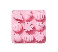 Stampi in silicone autunnali per cuocere, 9 forme a foglia di zucca e frutto di quercia per caramelle, ideali per budini di zucchero, cioccolato, caramelle, dessert, candele e cubetti di ghiaccio.