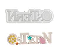Stampi in silicone con lettere pasquali, stampi in silicone pasquale, stampi in silicone per colata con coniglietto pasquale e uovo di Pasqua, stampo fai da te per intonaco, calcestruzzo, resina