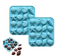 Stampi in silicone conchiglia 2 pezzi stampo cioccolato dolci mare decorazioni fai-da-te blu 17.5x15.5cm ideali per torte, sapone e ghiaccio