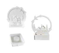 Stampi in silicone di Natale, per case, per candele, con base rotonda/quadrata, stampo in silicone con albero di Natale, stampo per candele, stampo per sapone artigianale (B)