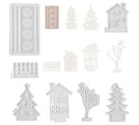 Stampi in silicone fatti a mano a forma di casa per albero di Natale stampi ornamento gesso resina epossidica fatto a mano supporto casa in silicone albero candeliere stampi