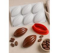 Stampi in Silicone Frutta Realistica 3D per Pasticceria - Set con Varianti Chicco Caffè, Limone Lime, Cacao e Pistacchio con Cutter, Stampo Professionale per Mousse, Semifreddi (Cacao)