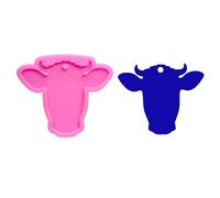 Stampi in silicone lucido lucido a forma di testa di toro di mucca per fai da te portachiavi in argilla polimerica stampo collana ciondolo resina gioielli resina artigianato fare zaino decorazione