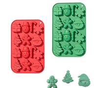 Stampi in silicone natalizi 2 pezzi per cioccolato e dolci, forma 3D con 14 cavità, resistente al calore, antiaderente, facile da pulire per cucina e fai da te