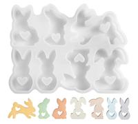 Stampi in Silicone Pasquale, 7PCS Stampo a Forma di Coniglio per Pasqua, Stampo in Silicone 3D Coniglietto Pasquale for Making Scented Candles Plaster Decorations Resin Decorations Ice Cubes