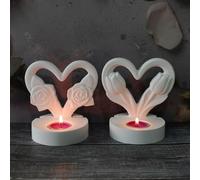 Stampi in silicone per candeliere, 3 pezzi, stampi in silicone a forma di cuore e fiori, con base, stampo in silicone, portacandele per gesso da versare, stampi in silicone primaverile a forma di
