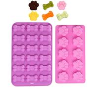 Stampi in silicone per cioccolatini, stampi antiaderenti in silicone, a forma di zampa di cane e osso di cane, set di stampi per ghiaccioli e biscotti, per cioccolato, caramelle, cubetti di ghiaccio