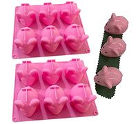 Stampi in silicone per cioccolato, 2pcs 6-Cavity Cute Mouse Silicone Mold Creative Soap Candle Aromatherapy Plaster Clay Resin molds