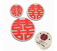 Stampi in silicone per cioccolato, 3PCS Chinese Style Double Happiness Word Wedding Fondant Silicone Moulds Party Decoration Moulds