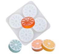 Stampi in silicone per cioccolato, 4-cavity lemon slice mould, round fruit handmade mould, white silicone mould(1Pcs)