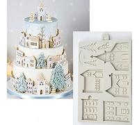 Stampi in silicone per cioccolato, Christmas Tree Snowman House Castle Fondant Silicone Molds Fondant Cake Decoration Rainbow Jelly Baking Mould
