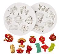 Stampi in silicone per cioccolato, Congratulations on Fat Choi/Blessing Bag/Double Happiness Character/Candy/Firecracker Chinese Element Silicone Mold(2pcs)