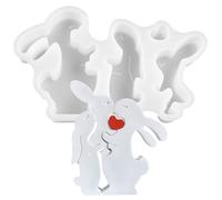 Stampi in silicone per colata di Pasqua in silicone, forma a forma di coniglio per famiglia, puzzle in resina epossidica, forma a forma di cuore 3D, stampo in silicone per decorazione da tavolo
