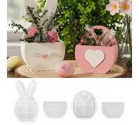 Stampi in silicone per conigli pasquali, composizioni floreali, in resina, a forma di cuore, per decorazioni pasquali fai da te, regalo di denaro, ornamento